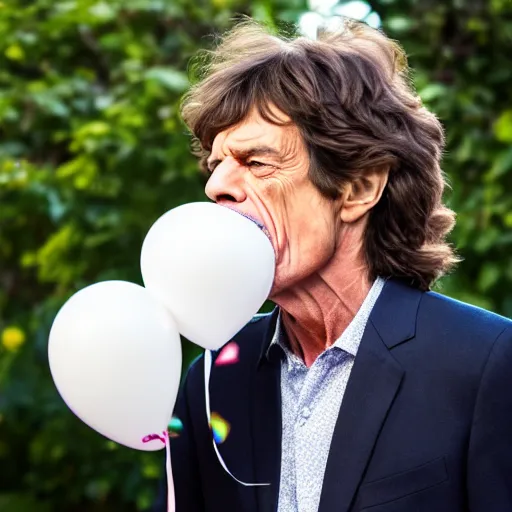 Image similar to Mick Jagger blowing a balloon XF IQ4, f/1.4, ISO 200, 1/160s, 8K, RAW, unedited, symmetrical balance, in-frame