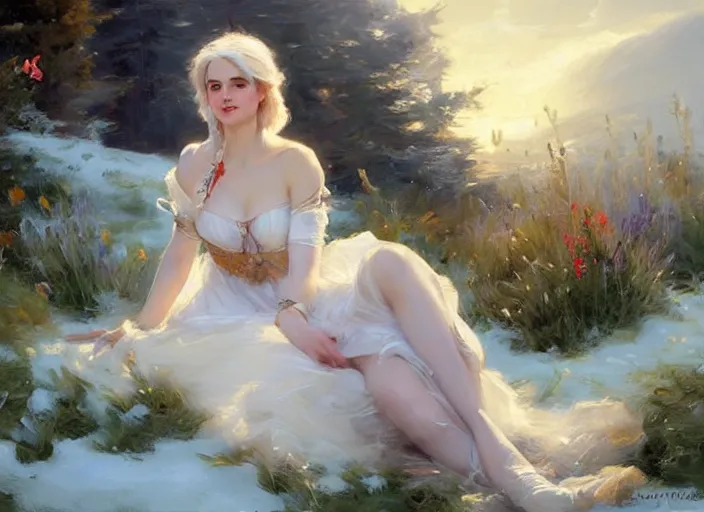 Prompt: ciri in the white frost by vladimir volegov and alexander averin and delphin enjolras and daniel f. gerhartz