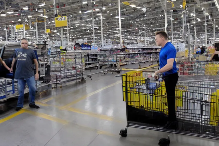 Prompt: elon musk exploding walmart