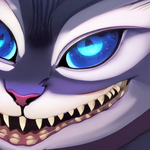 Prompt: a bluish black cheshire cat photoshop filter cutout vector, behance hd by jesper ejsing, by rhads, makoto shinkai and lois van baarle, ilya kuvshinov global illumination