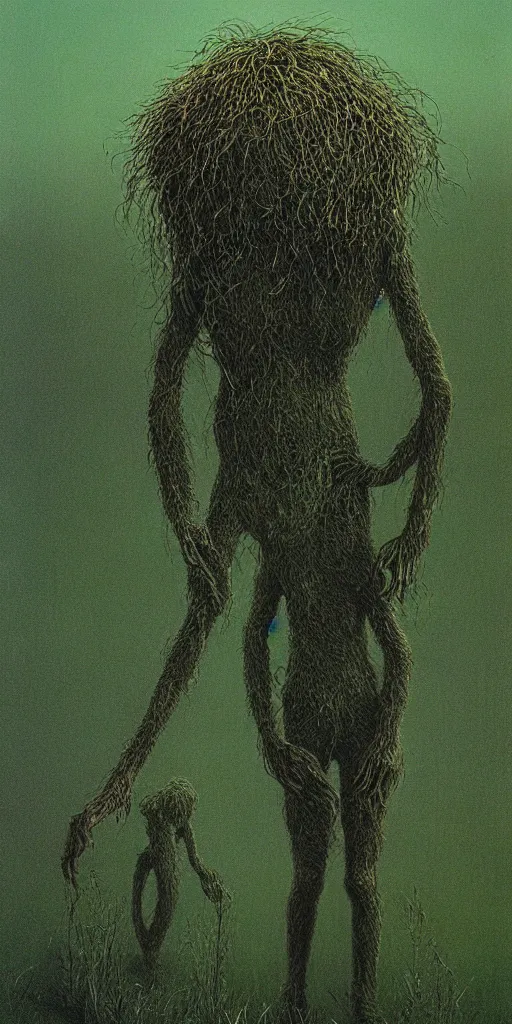 Prompt: zdzisław beksinski grass monster 4 k