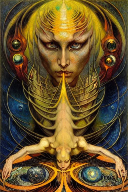 Image similar to Divine Chaos Engine by Karol Bak, Jean Delville, William Blake, and Vincent Van Gogh, symbolist, visionary