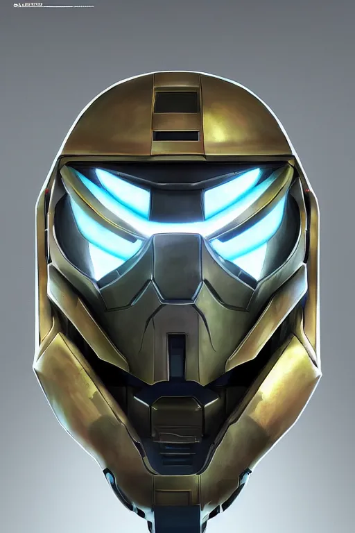 Image similar to robot ninja mask helmet halo master chief radiating a glowing aura global illumination ray tracing hdr fanart arstation by ian pesty and katarzyna da „ bek - chmiel