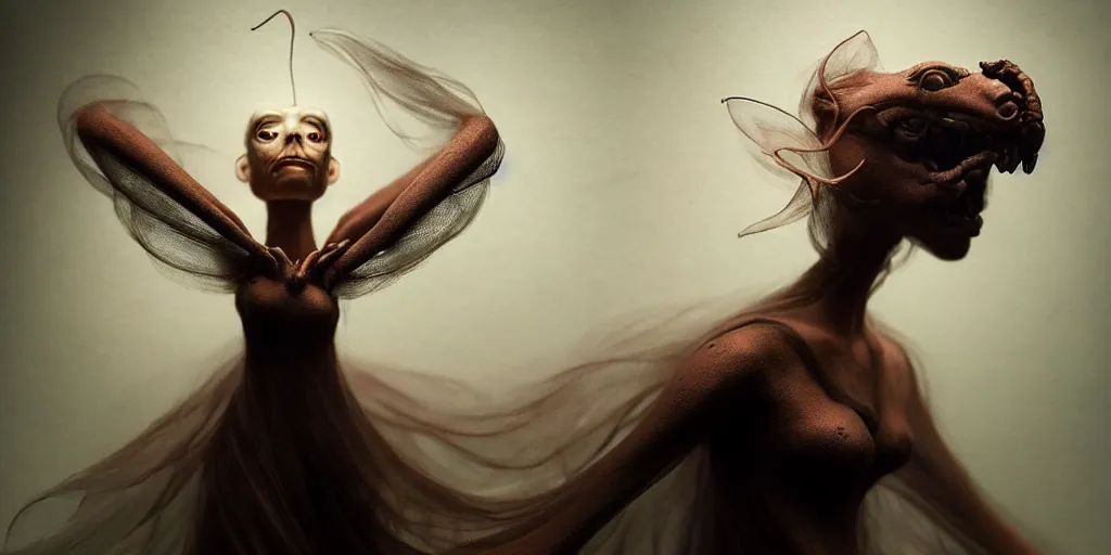 Prompt: ultra realistic, beautiful female puppet moving through latent spaces, in the style of peter mohrbacher by weta digital and beth cavener, high symmetry, intricate, elegant, evocative, masterpiece, award winning, high face symmetry, high realism