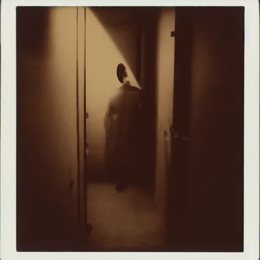Prompt: you are lost in the backrooms, shadows, polaroid, laminal space, monster