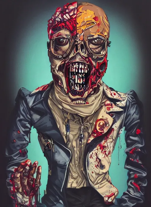 Image similar to zombie leather jacket full body hiphop streetwear drip, tristan eaton, victo ngai, artgerm, rhads, ross draws