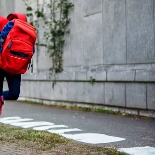 Image similar to teenager running to school with backpack but it's the olympichs and he is very fast