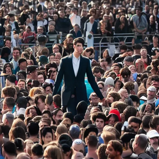 Image similar to a 7 foot tall man walking among the crowd