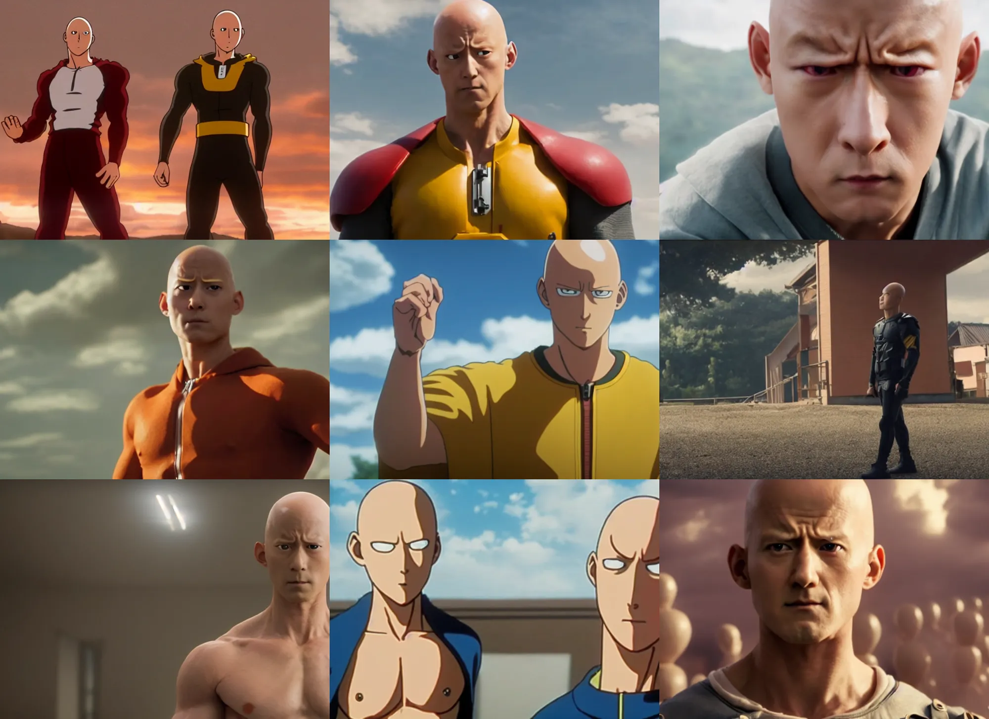 Prompt: film still of real life saitama in movie