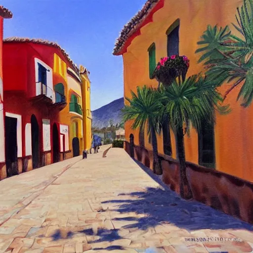 Image similar to realist painting of marbella old town