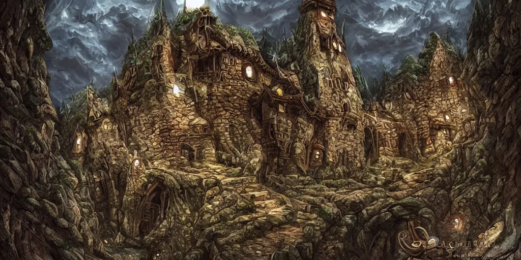 Image similar to A stunning underground fortress ran by dwarves, medieval style, digital art, masterpiece