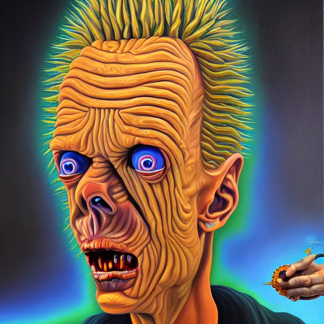 Prompt: an oil on canvas portrait painting of beavis, polycount, surrealism, surrealist, cosmic horror, high detail