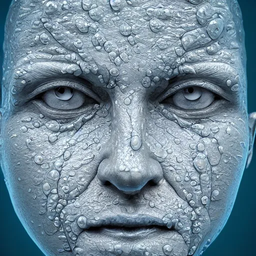 Prompt: a sculpture made of water in the shape of a human head, on the ocean water, water manipulation photoshop, behance, ray tracing, cinematic, in the style of johnson tsang, long shot, hyper detailed, hyper realistic, 8 k resolution, sharp focus, realistic water, award winning