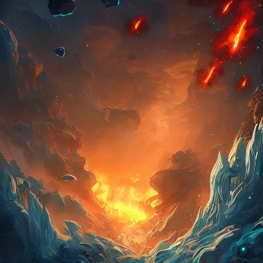 Image similar to rain of burning asteroids, hearthstone art style, epic fantasy style art, fantasy epic digital art, epic fantasy card game art