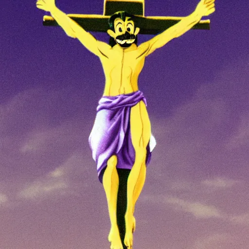 Image similar to photo of waluigi crucifixion