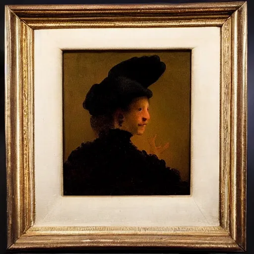 Prompt: portrait of a woman wearing a bowler hat, by rembrandt.