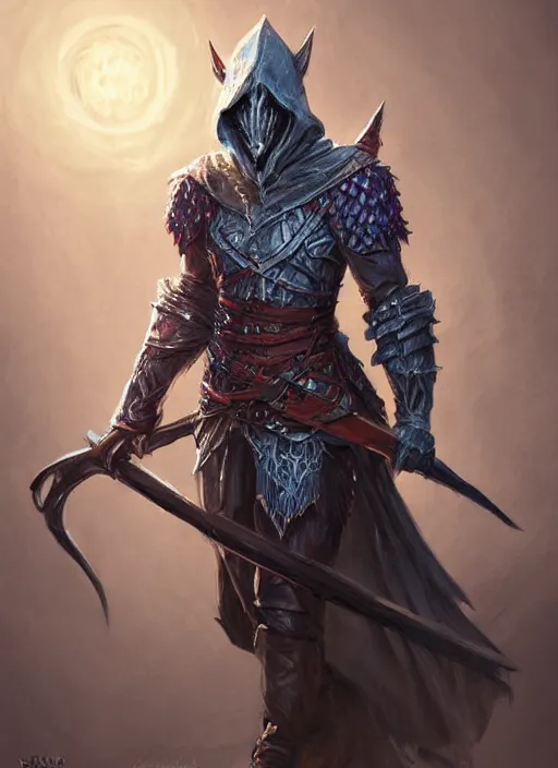 Image similar to masked figure, ultra detailed fantasy, dndbeyond, bright, colourful, realistic, dnd character portrait, full body, pathfinder, pinterest, art by ralph horsley, dnd, rpg, lotr game design fanart by concept art, behance hd, artstation, deviantart, hdr render in unreal engine 5