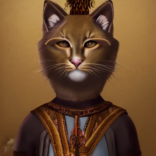Image similar to illustration of the roman emperor augustus neko man half cat, character design, art station, epic, elegant, masterpiece of claire almon