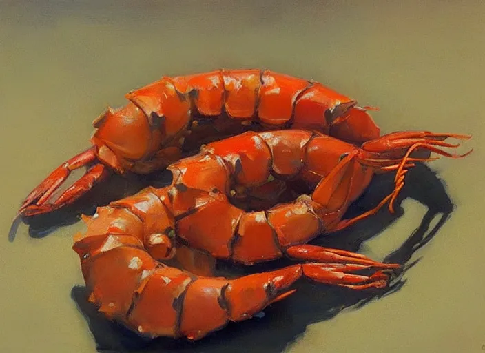 Prompt: “ a highly detailed beautiful portrait of an anthropomorphic shrimp, by gregory manchess, james gurney, james jean ”