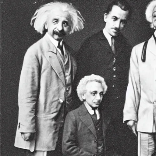 Image similar to albert einstein in a family photo with lil pump 4k