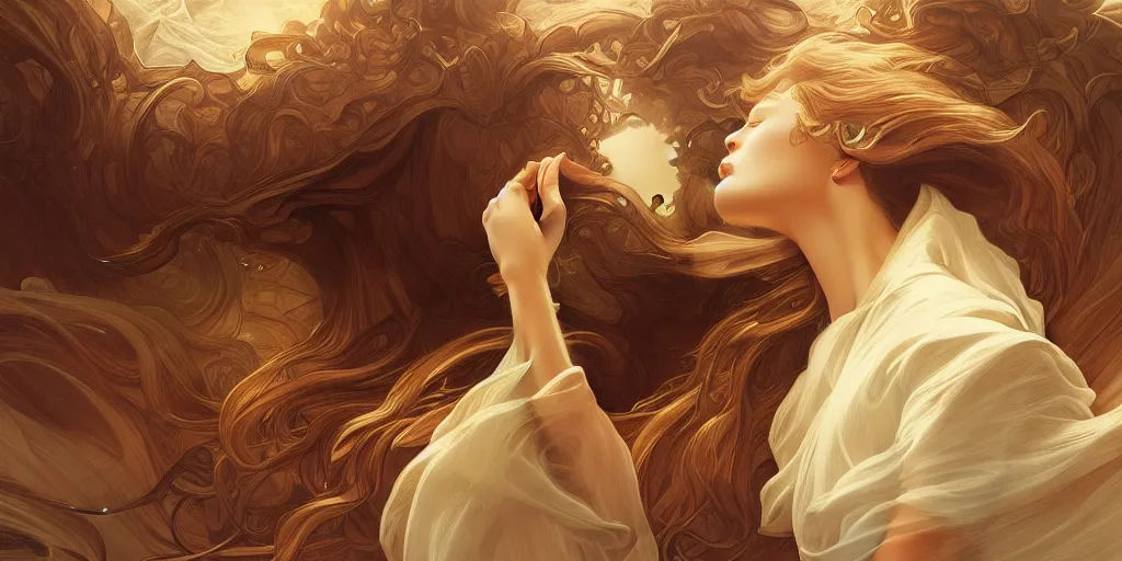 Image similar to inside the curl of a wave, elegant, highly detailed, digital painting, artstation, concept art, smooth, sharp focus, illustration, ArtStation, art by artgerm and greg rutkowski and alphonse mucha and J. C. Leyendecker and Edmund Blair Leighton and Charlie Bowater