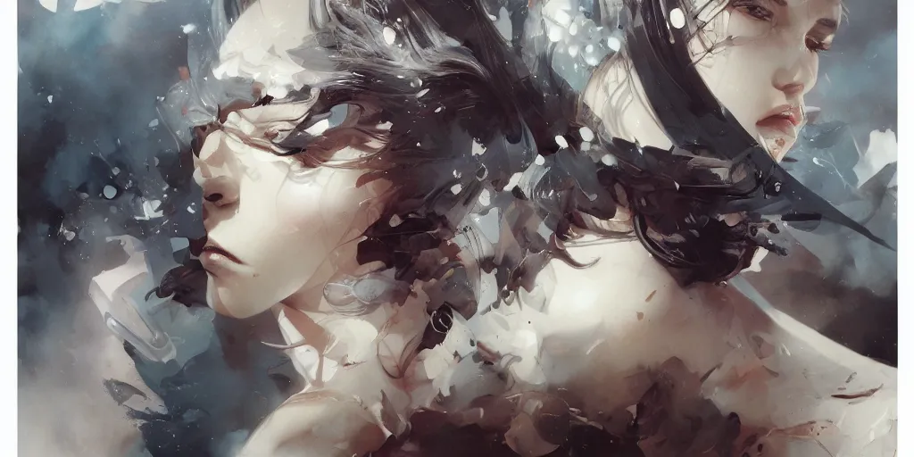 Image similar to highly detailed beautiful photography of portrait, splash, sharp focus, dynamic lighting, elegant, harmony, beauty, masterpiece, by riccardo federici, by james jean, by craig mullins, by lois van baarle, by makoto shinkai, by greg tocchini, by greg rutkowski, illustration, ink draw, pen,