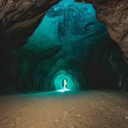 Prompt: a cave leading into the infinite universe