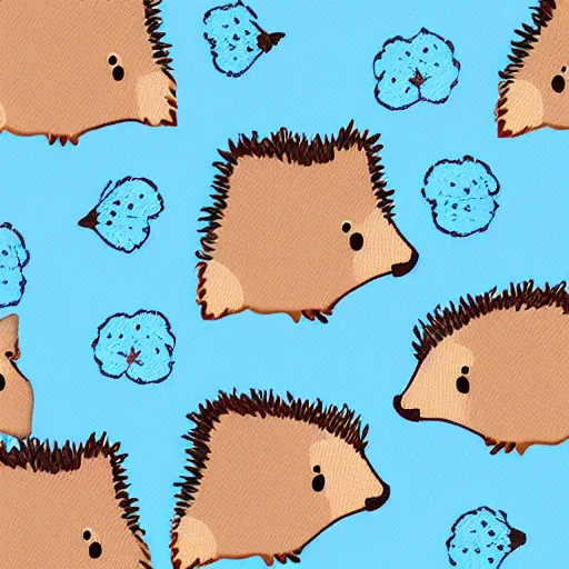 Prompt: cute hedgehog pattern, cottage-core