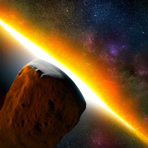 Image similar to A huge asteroid colliding with earth, realistic, HDR, Caught by James Webb Telescope,