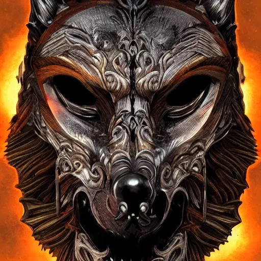 Prompt: Very very very very highly detailed epic photo of face with werewolf venetian mask, intricate, dystopian, sci-fi, extremely detailed, digital painting, artstation, concept art, smooth, sharp focus, illustration, intimidating lighting, incredible art by Vincent di Fate