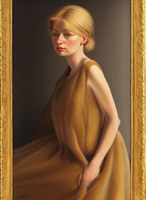 Image similar to detailed portrait of a woman with blond hair, painting by ansell, mary jane, still life, photorealism