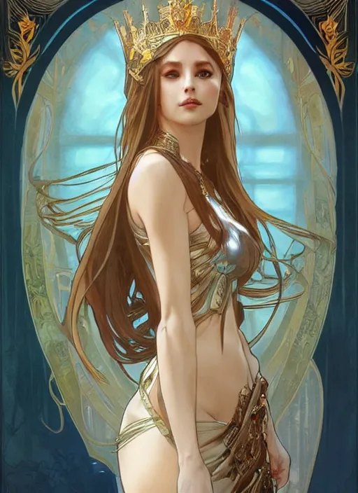 Prompt: selti as queen, incredibly detailed face, true anatomy, art by artgerm and greg rutkowski and alphonse mucha