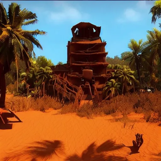 Prompt: a still of from the movie apocalypse now crossover with the game the witness