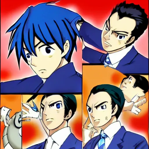 Prompt: Phoenix Wright in the style of CLAMP