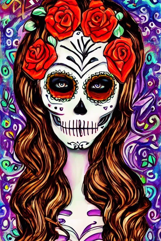 Image similar to Illustration of a sugar skull day of the dead girl, art by Antoine Blanchard