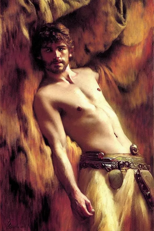 Image similar to attractive male, game of thrones, star wars, the lord of the rings, painting by, gaston bussiere, craig mullins, j. c. leyendecker, edgar degas