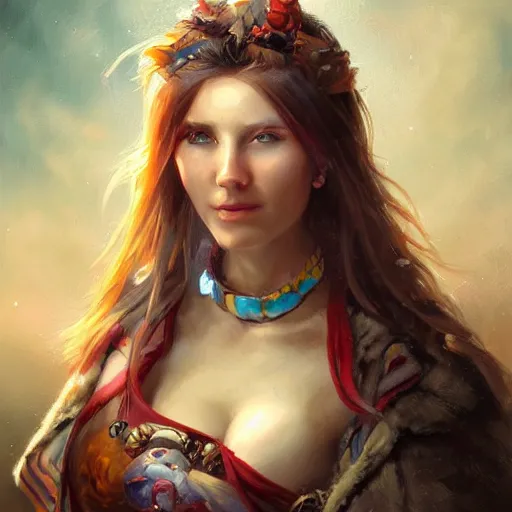 Image similar to portrait of a german woman ( 3 1 ) from germany in 2 0 2 1, an oil painting by ross tran and thomas kincade