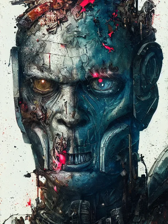 Prompt: art portrait of a space marine, decaying ,8k,by tristan eaton,Stanley Artgermm,Tom Bagshaw,Greg Rutkowski,Carne Griffiths,trending on DeviantArt,face enhance,hyper detailed,minimalist,cybernetic, android, blade runner,full of colour,