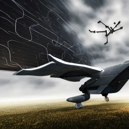 Prompt: flying falcon with cybernetic aerodynamic parts, close shot, storm sky, cinematic, render, digital art