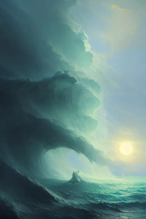 Prompt: A stunning detailed Shoggoth emerging from the ocean by Ivan Aivazovsky, Peter Mohrbacher, stormy ocean, beautiful lighting, full moon, detailed swirling water tornado, artstation