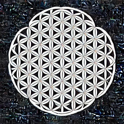 Image similar to ' flower of life'geometry concept drawing plan in black ink line - art