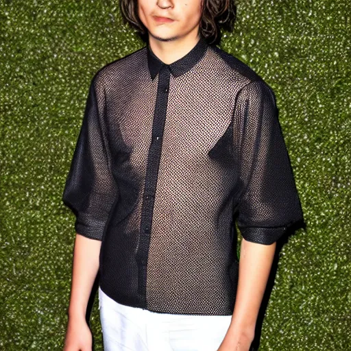 Prompt: Frank Dillane wearing mesh shirt