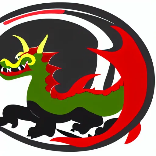 Image similar to vector art of welsh dragon and panda mixed, intercrossed, chimera, adobe illustrator