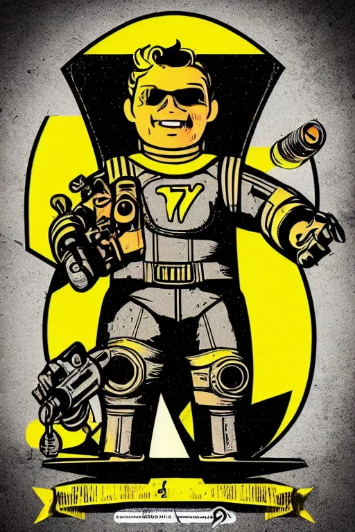 Image similar to fallout 7 6 retro futurist illustration art by butcher billy, sticker, colorful, illustration, highly detailed, simple, smooth and clean vector curves, no jagged lines, vector art, smooth andy warhol style