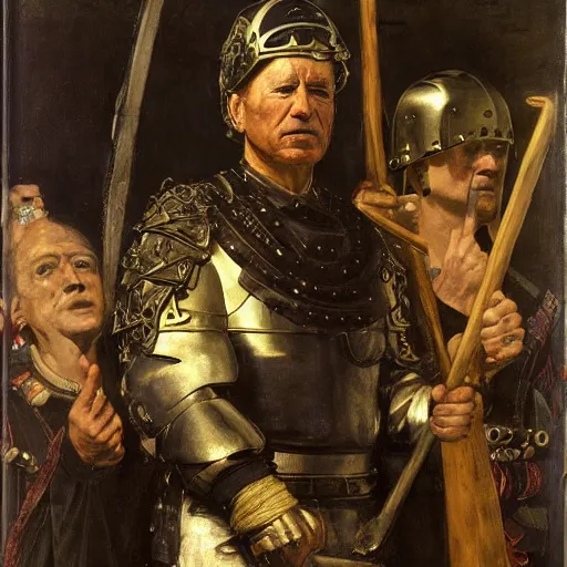 Image similar to joe biden as a bandit king, god of the forge by edgar maxence and caravaggio and michael whelan and delacroix