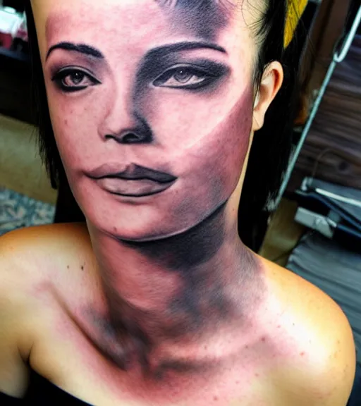 Image similar to realism tattoo sketch of a beautiful woman's face double exposure effect with beautiful mountain scenery, in the style of matteo pasqualin, amazing detail, sharp, faded