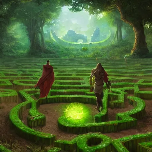 Image similar to a green giant maze, nature labyrinth, hearthstone art style, epic fantasy style art by Craig Mullins, fantasy epic digital art, epic fantasy card game art by Greg Rutkowski