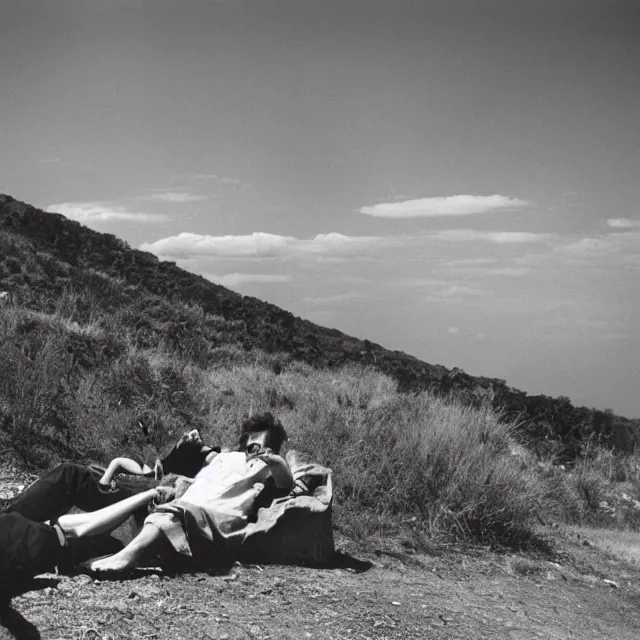 Prompt: resting smoking a joint at the end of the world, photo by william eggelston