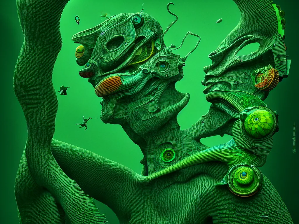 Image similar to highly detailed photo of anomalia, trending on deviantart, neo surrealism, sharp focus, green pallete, octane, masterpiece, art by max ernst