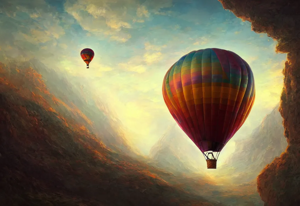 Image similar to old colorful air balloon, epic fantasy, detailed, intricate, digital painting, concept art, realistic, smooth, focus, rim light